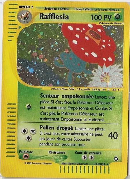 Rafflesia, carte Pokémon AQ H31 — extension Aquapolis
