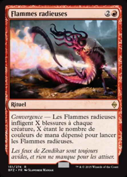 Flammes radieuses, carte Magic BFZ 151 — extension La bataille de Zendikar
