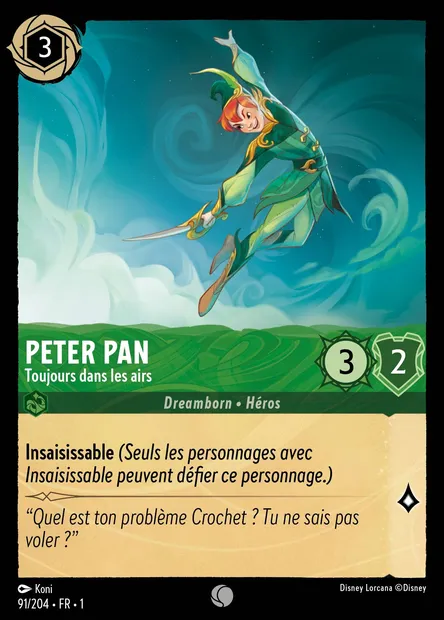 Peter Pan - Toujours dans les airs, carte Disney Lorcana CH1-091 — extension Premier Chapitre