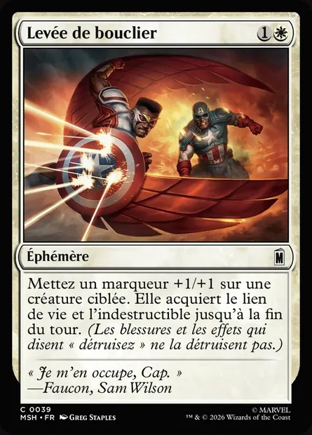 Levée de bouclier, carte Magic MSH 39 — extension Marvel Super Heroes