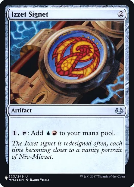 Cachet d'Izzet, carte Magic PLST MM3-223 — extension The List