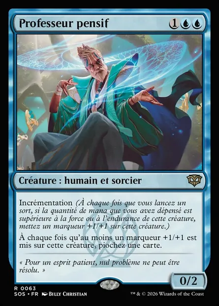 Professeur pensif, carte Magic SOS 63 — extension Secrets of Strixhaven