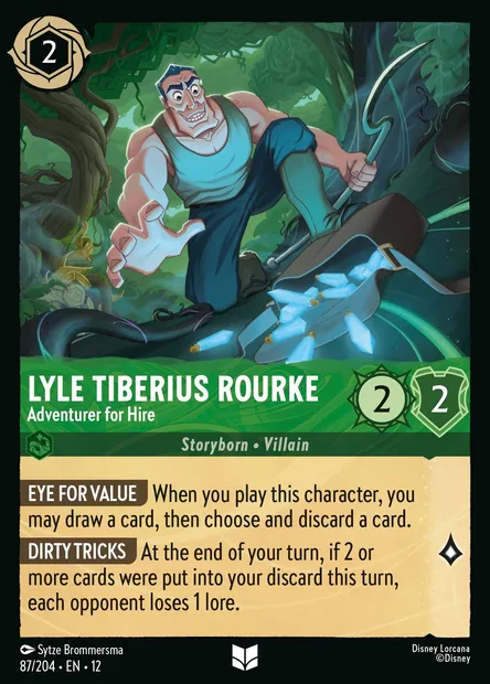 Lyle Tiberius Rourke - Adventurer for Hire, Disney Lorcana card CH12-087 — Wilds Unknown set