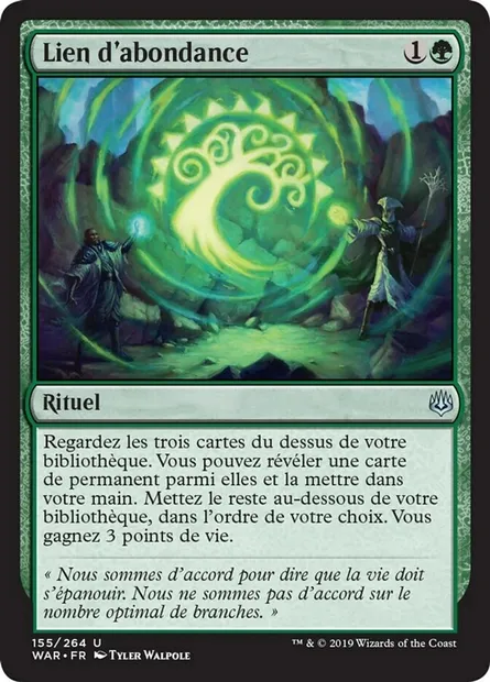 Lien d'abondance, carte Magic WAR 155 — extension La guerre des Planeswalkers
