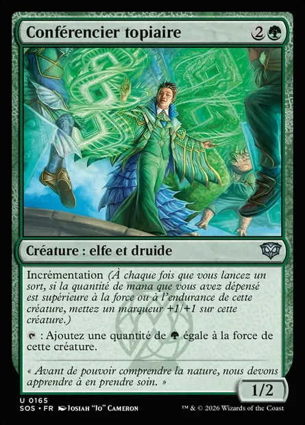 Conférencier topiaire, carte Magic SOS 165 — extension Secrets of Strixhaven