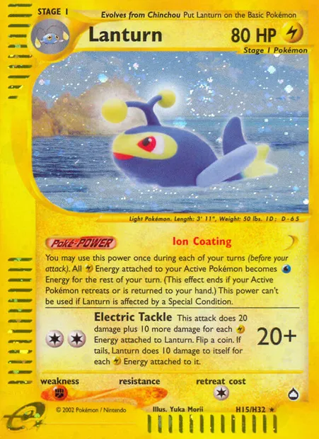 Lanturn, Pokémon card AQ H15 — Aquapolis set
