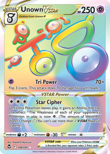 Unown VSTAR, Pokémon card SIT 199 — Silver Tempest set