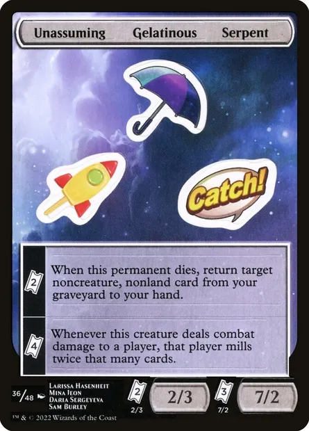 Unassuming Gelatinous Serpent, carte Magic SUNF 36 — extension Unfinity Sticker Sheets
