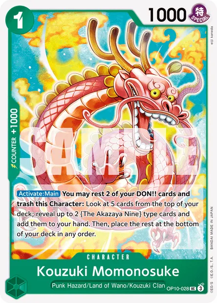 Kouzuki Momonosuke, One Piece card OP10-028 — ROYAL BLOOD set