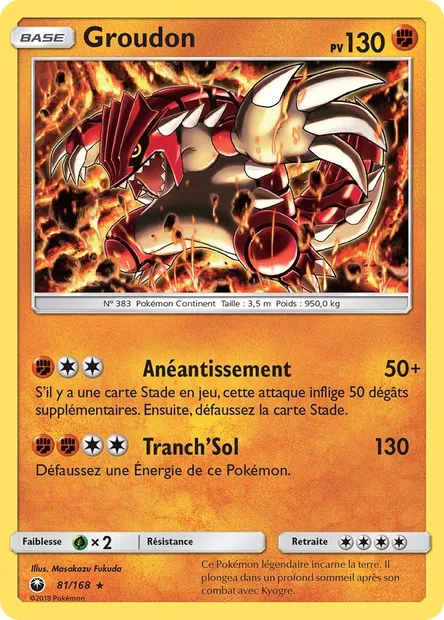 Groudon, carte Pokémon CES 81 — extension Tempête Céleste
