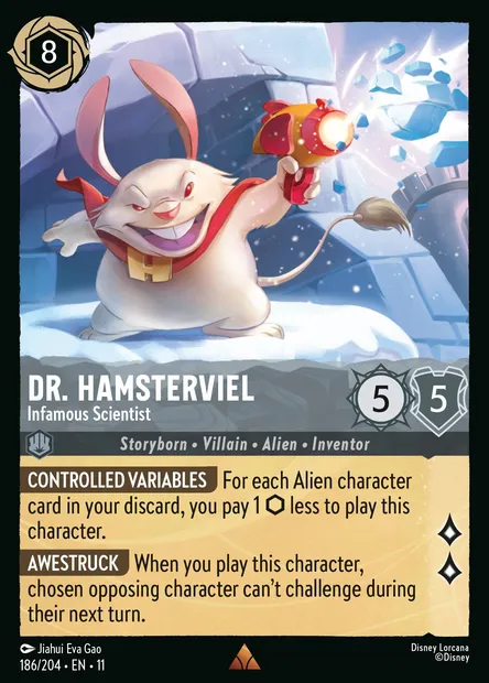 Dr. Hamsterviel - Infamous Scientist, Disney Lorcana card CH11-186 — Winterspell set