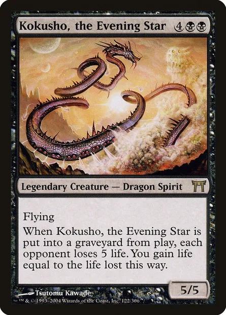 Kokusho, l'étoile du soir, carte Magic CHK 122 — extension Guerriers de Kamigawa