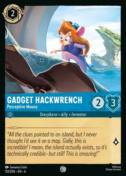 Gadget Hackwrench - Perceptive Mouse, Disney Lorcana card CH6-151 — Azurite Sea set