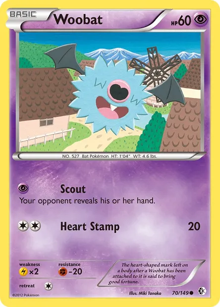 Woobat, Pokémon card BCR 70 — Boundaries Crossed set