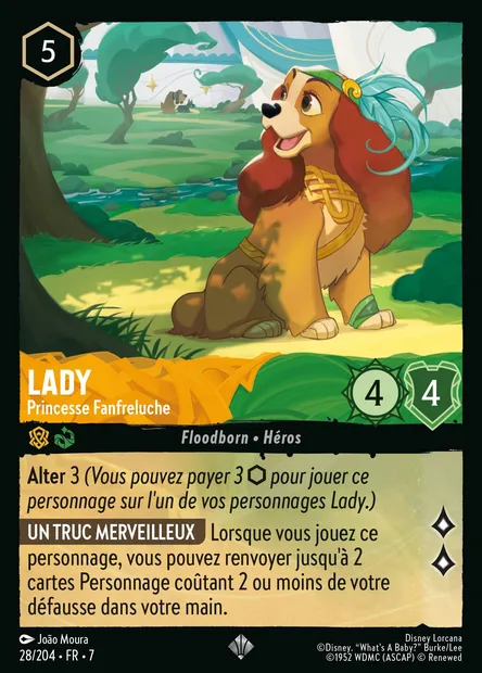 Lady - Princesse Fanfreluche, carte Disney Lorcana CH7-028 — extension L'île d'Archazia