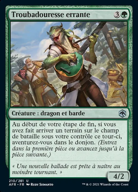 Troubadouresse errante, carte Magic AFR 210 — extension Forgotten Realms: Aventures dans les Royaumes Oubliés