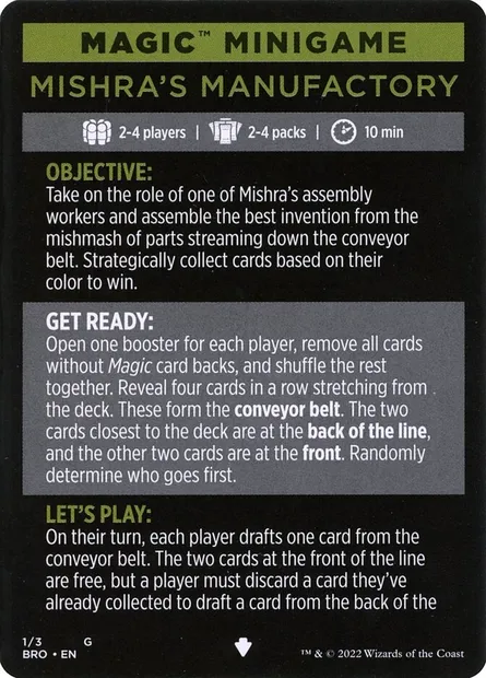 Mishra's Manufactory // Mishra's Manufactory (cont'd), Magic card MBRO 1 — The Brothers' War Minigames set