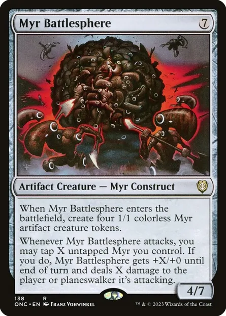 Myr Battlesphere, Magic card ONC 138 — Phyrexia: All Will Be One Commander set