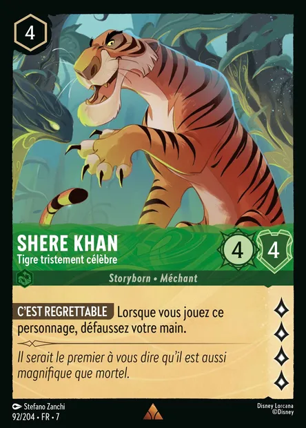 Shere Khan - Tigre tristement célèbre, carte Disney Lorcana CH7-092 — extension L'île d'Archazia