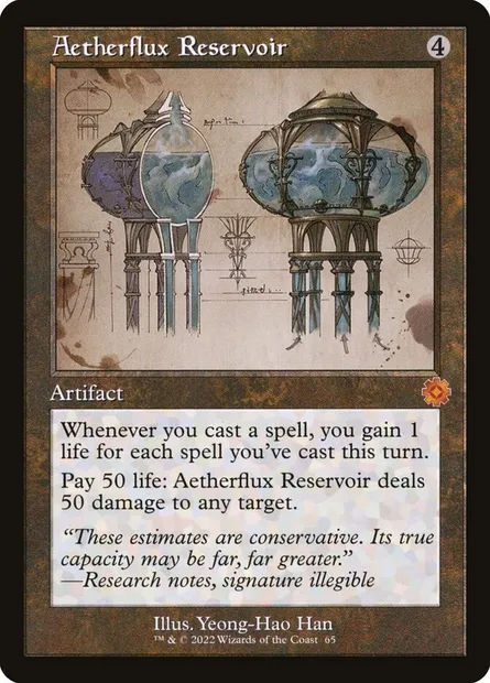 Aetherflux Reservoir, Magic card BRR 65 — The Brothers' War Retro Artifacts set