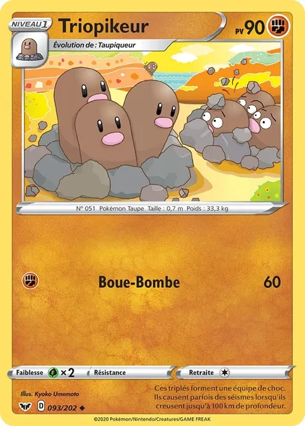 Triopikeur, carte Pokémon SSH 93 — extension Épée et Bouclier
