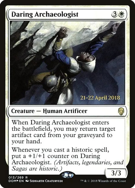 Daring Archaeologist, Magic card PDOM 13s — Dominaria Promos set