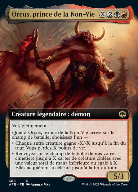 Orcus, prince de la Non-Vie, carte Magic AFR 388 — extension Forgotten Realms: Aventures dans les Royaumes Oubliés