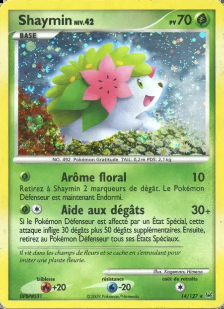 Shaymin, carte Pokémon PL 14 — extension Platine