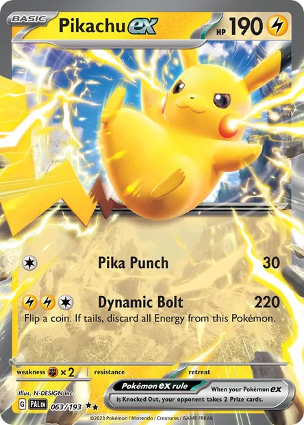 Pikachu ex, Pokémon card PAL 063 — Paldea Evolved set