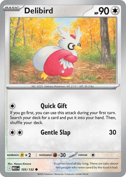 Delibird, Pokémon card MEG 105 — Mega Evolution set