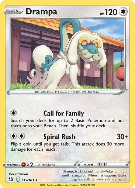 Drampa, Pokémon card BST 119 — Battle Styles set