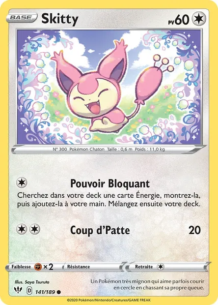 Skitty, carte Pokémon DAA 141 — extension Ténèbres Embrasées