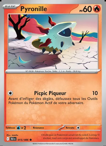 Pyronille, carte Pokémon BLK 015 — extension Foudre Noire