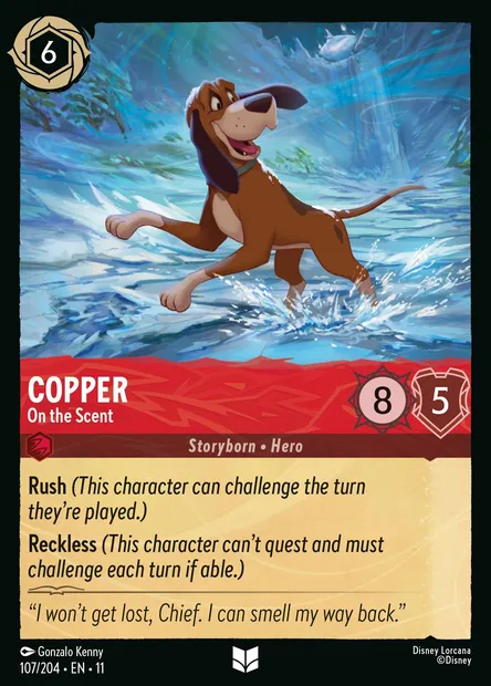 Copper - On the Scent, Disney Lorcana card CH11-107 — Winterspell set