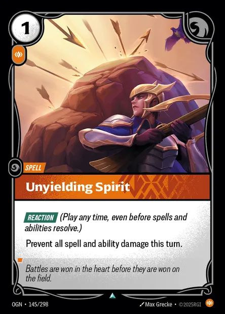 Unyielding Spirit, carte Riftbound OGN 145 — extension Origins