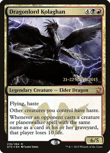 Kolaghan, seigneur-dragon, carte Magic PDTK 218s — extension Dragons of Tarkir Promos