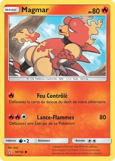 Magmar, carte Pokémon UPR 18 — extension Ultra-Prisme