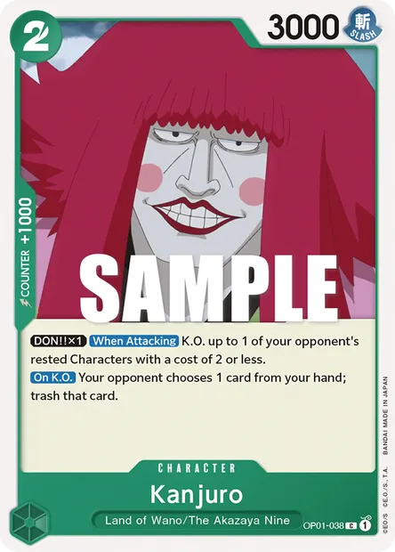 Kanjuro, carte One Piece OP01-038 — extension ROMANCE DAWN