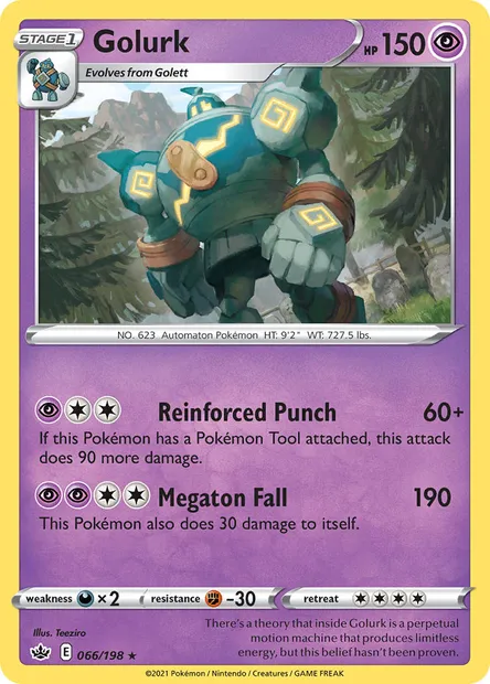 Golurk, Pokémon card CRE 66 — Chilling Reign set