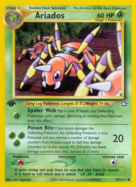 Ariados, Pokémon card NG 27 — Neo Genesis set