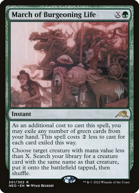 March of Burgeoning Life, Magic card PNEO 201p — Kamigawa: Neon Dynasty Promos set