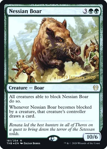 Sanglier nessian, carte Magic PTHB 181s — extension Theros Beyond Death Promos