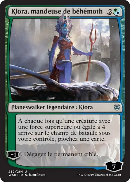 Kiora, mandeuse de béhémoth, carte Magic WAR 232 — extension La guerre des Planeswalkers