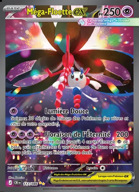 Méga-Floette-ex, carte Pokémon CRI 117 — extension Chaos Ascendant