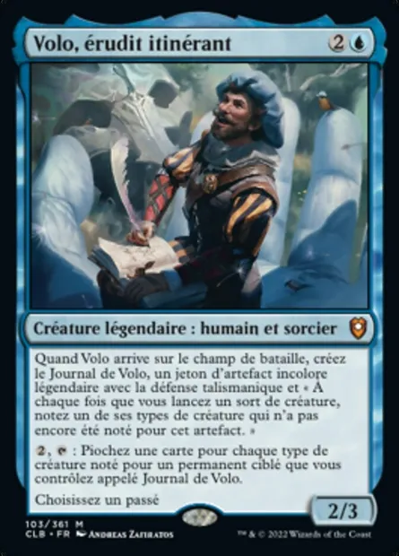 Volo, érudit itinérant, carte Magic CLB 103 — extension Commander Légendes : la bataille de la Porte de Baldur