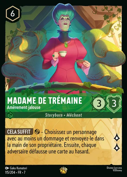 Madame de Trémaine - Amèrement jalouse, carte Disney Lorcana CH7-115 — extension L'île d'Archazia