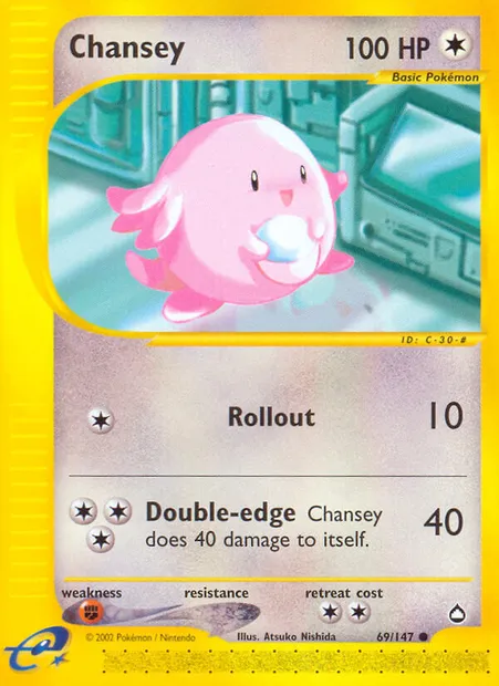 Chansey, Pokémon card AQ 69 — Aquapolis set