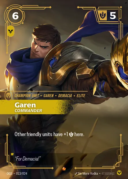 Garen, Riftbound card OGS 013 — Proving Grounds set