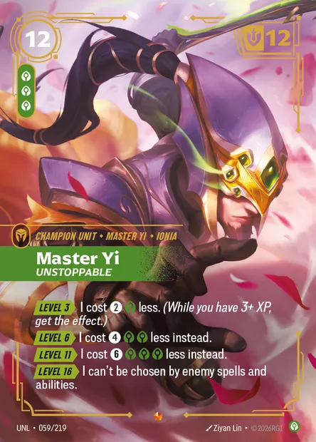Master Yi, carte Riftbound UNL 059 — extension Unleashed