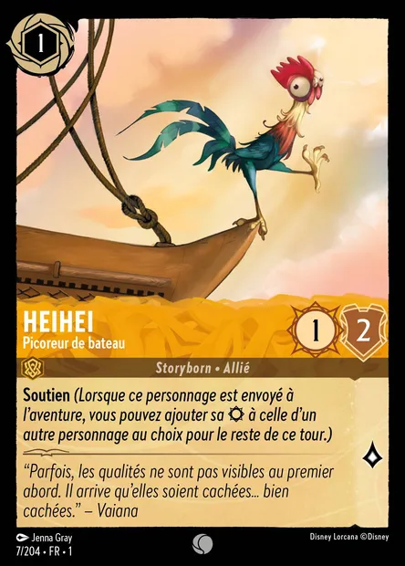 Heihei - Picoreur de bateau, carte Disney Lorcana CH1-007 — extension Premier Chapitre